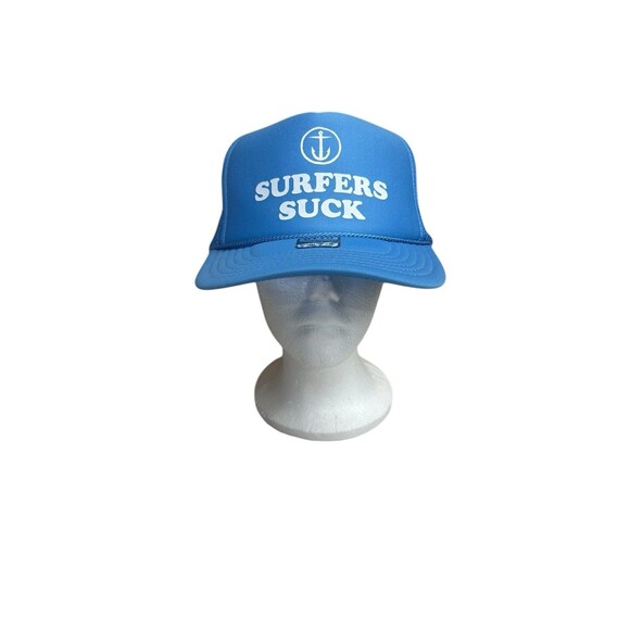 Surfers Suck Otto Foam Rope Trucker Snapback Hat cap Adult OSFM Light Blue New - Picture 1 of 6